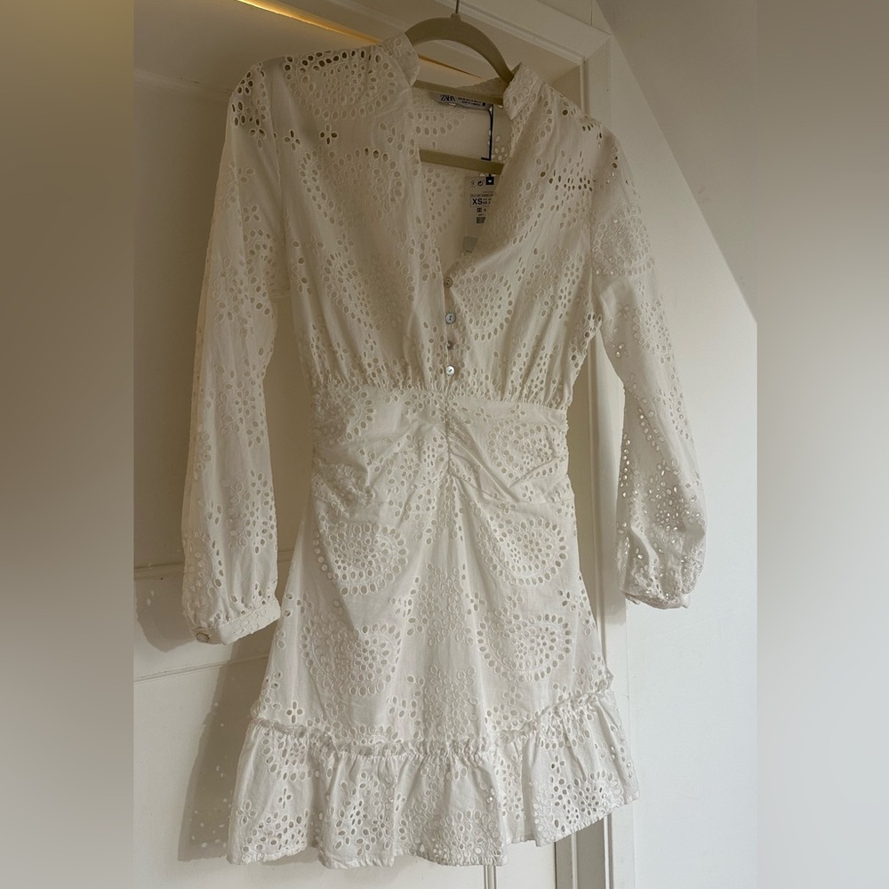 Zara white eyelet mini dress